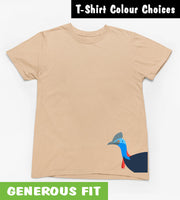 Cassowary Head Side Print Adults T-Shirt (Various Colours)