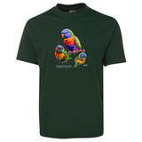 Australian Rainbow Lorikeet Adults T-Shirt (Bottle Green)