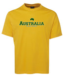 Australia The Lucky Country Adults T-Shirt (Yellow Gold, Green Print)