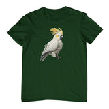 Sulphur-Crested Cockatoo Bird Adults T-Shirt (Bottle Green)