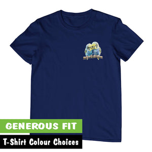 Budgie Pair Left Chest Logo Adults T-Shirt (Various Colours)