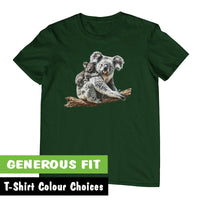 Koala & Baby on Branch Adults T-Shirt (Various Colours)