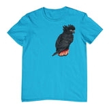 Red-Tailed Black Cockatoo Adults T-Shirt (Aqua)