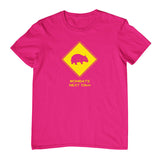 Wombat Road Sign Childrens T-Shirt (Hot Pink)