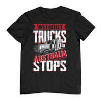 Without Trucks Australia STOPS! Childrens T-Shirt (Black)