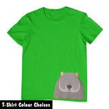 Wombat Face Hem Print Childrens T-Shirt (Various Colours)