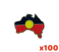 Aboriginal Flag Badge (Map of Australia Shape) - Pack of 100