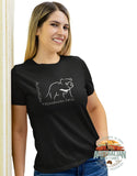 Line Art Tasmanian Devil Ladies T-Shirt (Black)