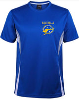 Australia Roo & Stars Left Chest Logo Sports Wear T-Shirt (Royal Blue, Grey/White Trim)