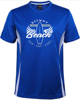 Dee Why Beach Surf Logo Sports Wear T-Shirt (Royal Blue, Grey/White Trim)