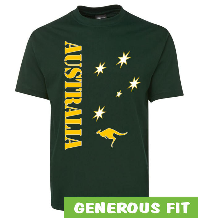 Aussie Sports Adults T Shirt Bottle Green Yellow Print